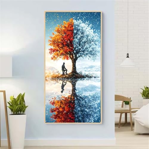 5D Diamond Painting Mann Diamond Painting Set Erwachsene, Baum Diamant Painting Bilder Kinder, Diamond Dots Dimond Painting Cross Stitch Stickerei Kunsthandwerk Set, Geschenke für Wanddeko 23x47inch von Yeefion