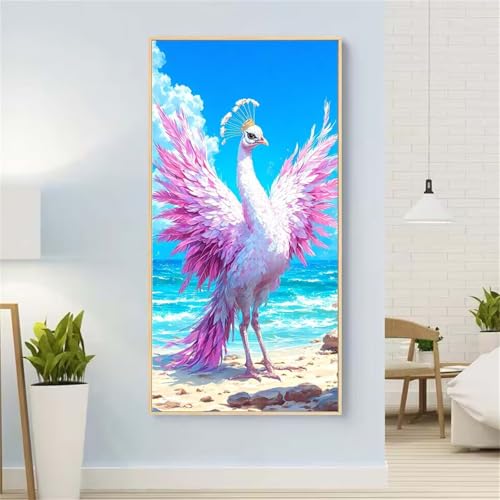 5D Diamond Painting Meer Diamond Painting Set Erwachsene, Pfau Diamant Painting Bilder Kinder, Diamond Dots Dimond Painting Cross Stitch Stickerei Kunsthandwerk Set, Geschenke für Wanddeko 13x27inch von Yeefion