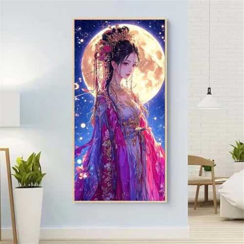 5D Diamond Painting Mond Diamond Painting Set Erwachsene, Frau Diamant Painting Bilder Kinder, Diamond Dots Dimond Painting Cross Stitch Stickerei Kunsthandwerk Set, Geschenke für Wanddeko 21x43inch von Yeefion