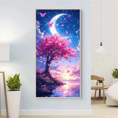 5D Diamond Painting Mond Diamond Painting Set Erwachsene, Landschaft 1 Diamant Painting Bilder Kinder, DIY Diamond Dots Dimond Painting Cross Stitch Stickerei Kunsthandwerk Set, für Wanddeko 21x43inch von Yeefion