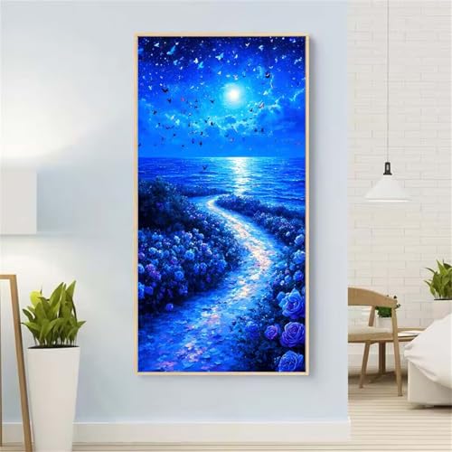 5D Diamond Painting Mond Diamond Painting Set Erwachsene, Sternenhimmel Diamant Painting Bilder Kinder, DIY Diamond Dots Dimond Painting Cross Stitch Stickerei Kunsthandwerk Set,für Wanddeko 23x47inch von Yeefion