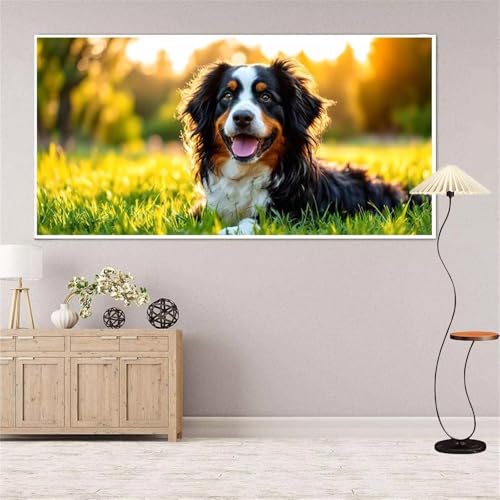 5D Diamond Painting Niedlich Diamond Painting Set Erwachsene, Hund Diamant Painting Bilder Kinder, DIY Diamond Dots Dimond Painting Cross Stitch Stickerei Kunsthandwerk Set, für Wanddeko 13x27inch von Yeefion