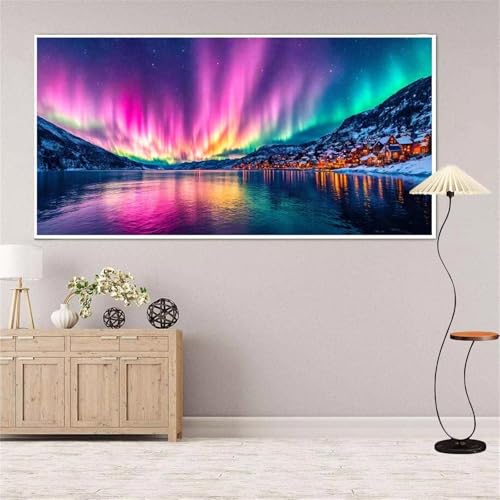 5D Diamond Painting Polarlicht Diamond Painting Set Erwachsene, Farbe Diamant Painting Bilder Kinder, DIY Diamond Dots Dimond Painting Cross Stitch Stickerei Kunsthandwerk Set, für Wanddeko 13x27inch von Yeefion