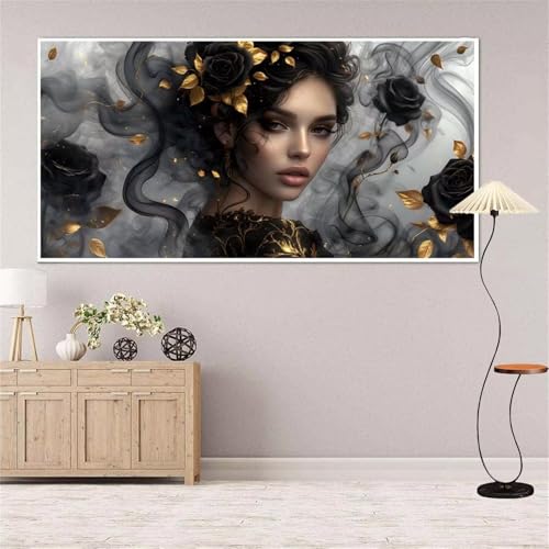 5D Diamond Painting Schwarze Rose Diamond Painting Set Erwachsene, Frau Diamant Painting Bilder Kinder, DIY Diamond Dots Dimond Painting Cross Stitch Stickerei Kunsthandwerk Set,für Wanddeko 13x27inch von Yeefion