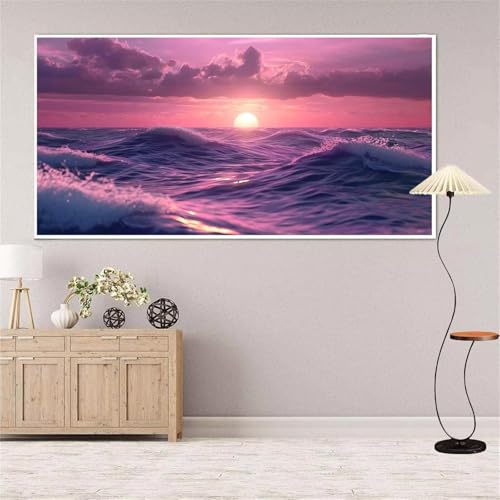 5D Diamond Painting Sonnenuntergang Diamond Painting Set Erwachsene, Meer Diamant Painting Bilder Kinder, DIY Diamond Dots Dimond Painting Cross Stitch Stickerei Kunsthandwerk, für Wanddeko 13x27inch von Yeefion