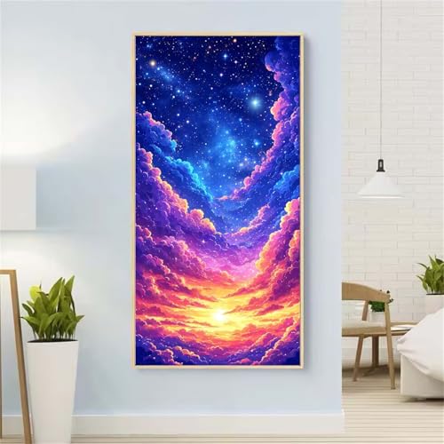 5D Diamond Painting Sternenhimmel Diamond Painting Set Erwachsene, Wolken Diamant Painting Bilder Kinder, DIY Diamond Dots Dimond Painting Cross Stitch Stickerei Kunsthandwerk, für Wanddeko 21x43inch von Yeefion