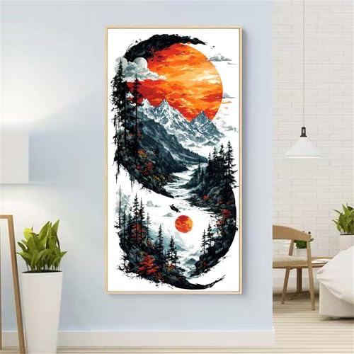 5D Diamond Painting Tai Chi Diamond Painting Set Erwachsene, Landschaft Diamant Painting Bilder Kinder, DIY Diamond Dots Dimond Painting Cross Stitch Stickerei Kunsthandwerk Set,für Wanddeko 15x31inch von Yeefion