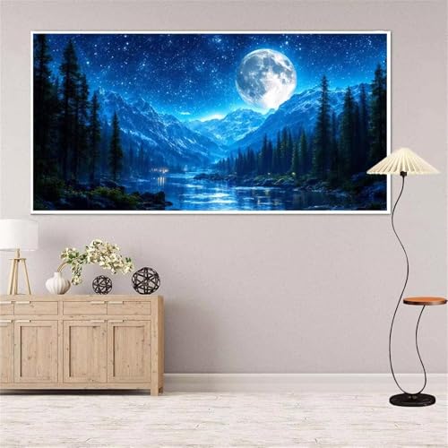 5D Diamond Painting Wald Diamond Painting Set Erwachsene, Mond Diamant Painting Bilder Kinder, Diamond Dots Dimond Painting Cross Stitch Stickerei Kunsthandwerk Set, Geschenke für Wanddeko 13x27inch von Yeefion