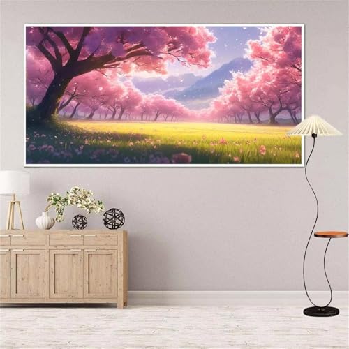 5D Diamond Painting Wiese Diamond Painting Set Erwachsene, Rosa Diamant Painting Bilder Kinder, DIY Diamond Dots Dimond Painting Cross Stitch Stickerei Kunsthandwerk, Geschenke für Wanddeko 13x27inch von Yeefion