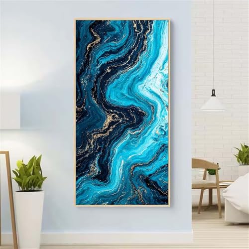 Abstrakt Diamond Painting Groß xxl 100x220 cm Diamond Painting Blau Diamond Painting Erwachsene, 5D Diamant Painting Bilder Kinder, Mosaikherstellung, für Home Wand Décor Aesthetic,Geschenke für Damen von Yeefion