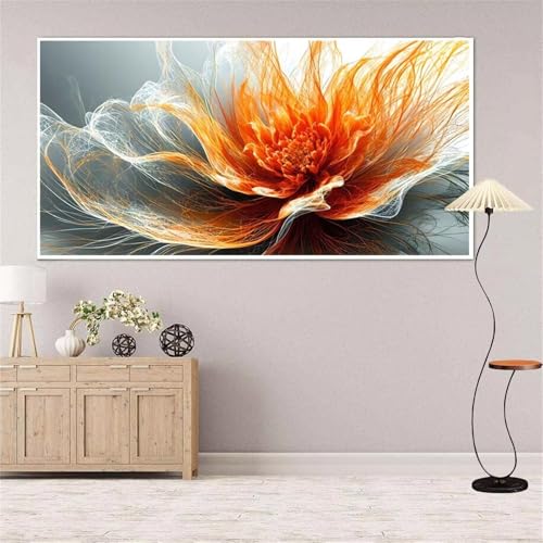 Abstrakt Diamond Painting Groß xxl 100x220 cm Diamond Painting Orange Farbe Diamond Painting Erwachsene, 5D Diamant Painting Bilder Kinder, Mosaikherstellung, Geschenke für Home Wand Décor Aesthetic von Yeefion