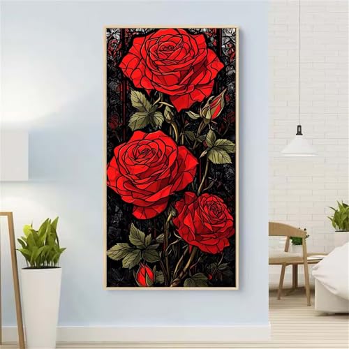 Anlage Diamond Painting Groß xxl 100x220 cm Diamond Painting Rose Diamond Painting Erwachsene, 5D Diamant Painting Bilder Kinder, Mosaikherstellung, für Home Wand Décor Aesthetic, Geschenke für Damen von Yeefion