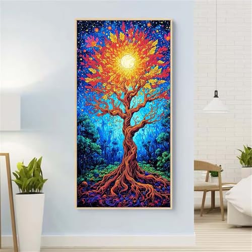 Anlage Diamond Painting Groß xxl 55x110 cm Diamond Painting Baum Diamond Painting Erwachsene, 5D Diamant Painting Bilder Kinder, Mosaikherstellung, für Home Wand Décor Aesthetic, Geschenke für Damen von Yeefion