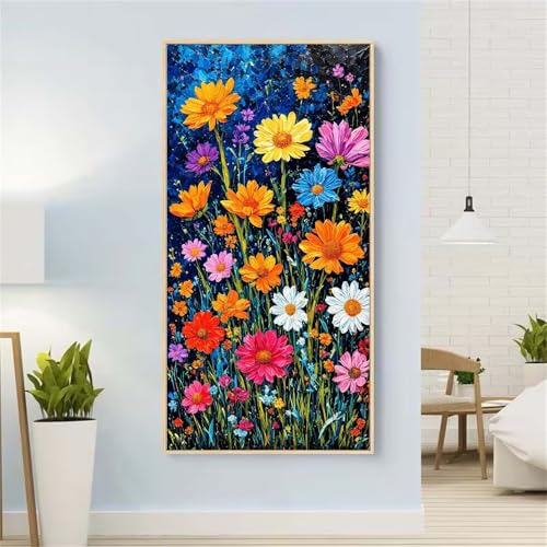 Blume Diamond Painting Groß xxl 100x200 cm Diamond Painting GäNseblüMchen Diamond Painting Erwachsene, 5D Diamant Painting Bilder Kinder, Mosaikherstellung, Geschenke für Home Wand Décor Aesthetic von Yeefion