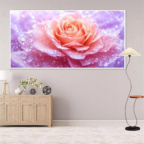 Blume Diamond Painting Groß xxl 100x200 cm Diamond Painting Wassertropfen Diamond Painting Erwachsene, 5D Diamant Painting Bilder Kinder, Mosaikherstellung, Geschenke für Home Wand Décor Aesthetic von Yeefion