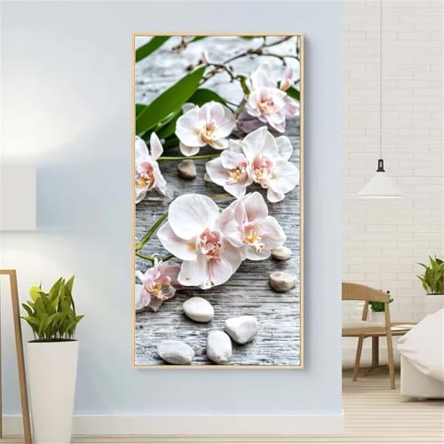 Blume Diamond Painting Groß xxl 100x220 cm Diamond Painting Rosa Diamond Painting Erwachsene, 5D Diamant Painting Bilder Kinder, Mosaikherstellung, für Home Wand Décor Aesthetic, Geschenke für Damen von Yeefion