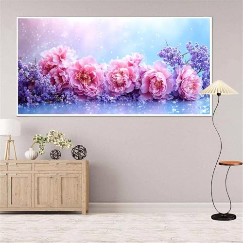 Blume Diamond Painting Groß xxl 35x70 cm Diamond Painting Pfingstrose Diamond Painting Erwachsene, 5D Diamant Painting Bilder Kinder, Mosaikherstellung, Home Wand Décor Aesthetic, Geschenke für Damen von Yeefion