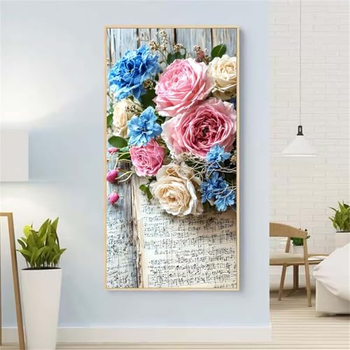 Blume Diamond Painting Groß xxl 40x80 cm Diamond Painting Buch Diamond Painting Erwachsene, 5D Diamant Painting Bilder Kinder, Mosaikherstellung, für Home Wand Décor Aesthetic, Geschenke für Damen von Yeefion