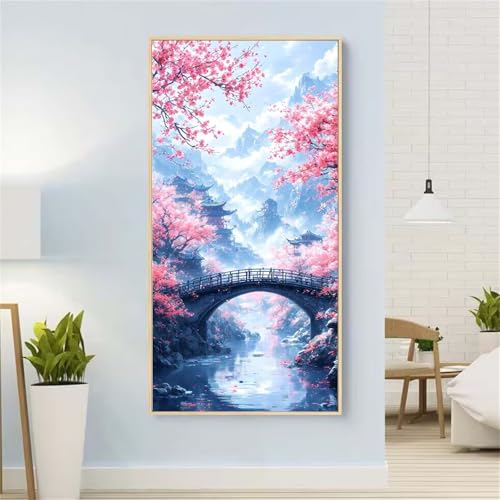 BrüCke Diamond Painting Groß xxl 40x80 cm Diamond Painting Blume Diamond Painting Erwachsene, 5D Diamant Painting Bilder Kinder, Mosaikherstellung, für Home Wand Décor Aesthetic, Geschenke für Damen von Yeefion