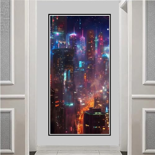 DIY 5D Diamond Painting xxl 30x60cm Cyberpunk Diamond Painting mit Diamond Painting Zubehör Full Set, Stadt Diamant Painting Bilder Erwachsene/kinder Malen nach Zahlen, Zimmer Deko Geschenke YF-3064 von Yeefion