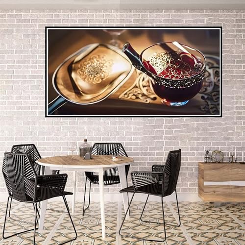 DIY 5D Diamond Painting xxl 50x100cm Weinglas Diamond Painting mit Diamond Painting Zubehör Full Set, Landschaft Diamant Painting Bilder Erwachsene/kinder Malen nach Zahlen, Zimmer Deko Gift YF-7456 von Yeefion