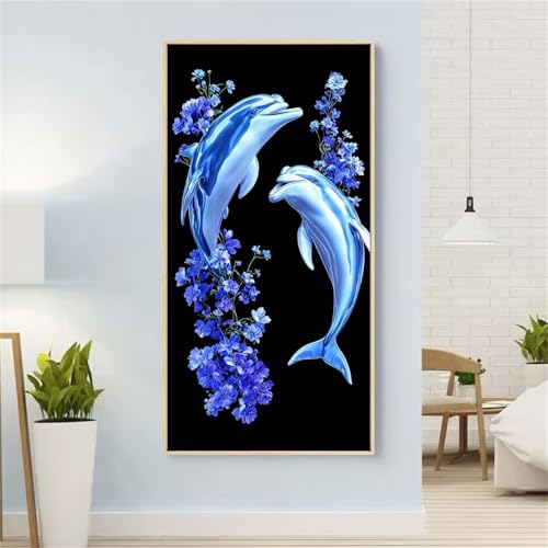 Delphin Diamond Painting Groß xxl 100x200 cm Diamond Painting Blume Diamond Painting Erwachsene, 5D Diamant Painting Bilder Kinder, Mosaikherstellung, für Home Wand Décor Aesthetic,Geschenke für Damen von Yeefion