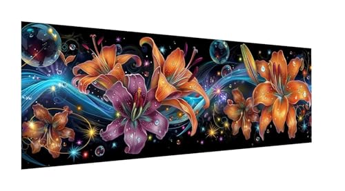 Diamond Painting XXL 120x40cm,5D Diamond Painting Erwachsene Blume Diamant Painting Bilder Wassertropfen,DIY Diamond Painting Eckige Steine Mosaikherstellung,für Halloween Zimmer Deko,Geschenke YF-384 von Yeefion