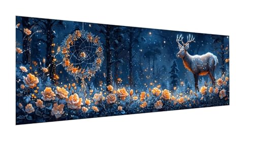 Diamond Painting XXL 270x90cm, 5D Diamond Painting Erwachsene Blume Diamant Painting Bilder Reh, DIY Diamond Painting Eckige Steine Mosaikherstellung, für Zimmer Deko, Weihnachten Geschenke YF-46 von Yeefion