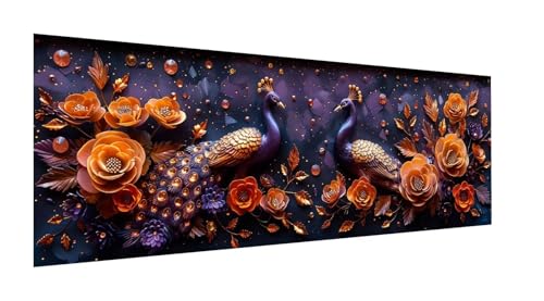 Diamond Painting XXL 270x90cm, 5D Diamond Painting Erwachsene Pfau Diamant Painting Bilder Blume, DIY Diamond Painting Eckige Steine Mosaikherstellung, für Zimmer Deko, Weihnachten Geschenke YF-42 von Yeefion