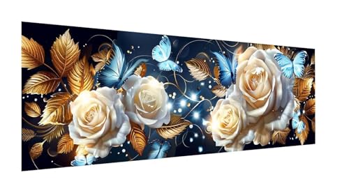 Diamond Painting XXL 270x90cm,5D Diamond Painting Erwachsene Rose Diamant Painting Bilder Schmetterling,DIY Diamond Painting Eckige Steine Mosaikherstellung,für Zimmer Deko,Weihnachten Geschenke YF-44 von Yeefion