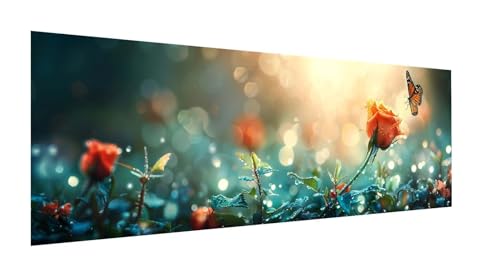 Diamond Painting XXL 270x90cm,5D Diamond Painting Erwachsene Schmetterling Diamant Painting Bilder Rose,DIY Diamond Painting Eckige Steine Mosaikherstellung,für Zimmer Deko,Weihnachten Geschenke YF-24 von Yeefion