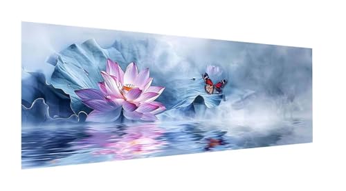 Diamond Painting XXL 300x100cm,5D Diamond Painting Erwachsene Lotus Diamant Painting Bilder Schmetterling,DIY Diamond Painting Eckige Steine Mosaikherstellung,für Halloween Zimmer Deko,Geschenke YF-48 von Yeefion