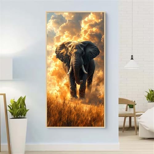 Elefant Diamond Painting Groß xxl 40x80 cm Diamond Painting Landschaft Diamond Painting Erwachsene, 5D Diamant Painting Bilder Kinder, Mosaikherstellung, Home Wand Décor Aesthetic, Geschenke für Damen von Yeefion