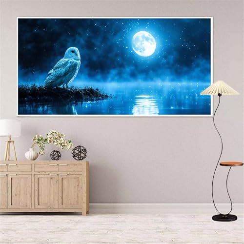 Eule Diamond Painting Groß xxl 100x220 cm Diamond Painting Mond Diamond Painting Erwachsene, 5D Diamant Painting Bilder Kinder, Mosaikherstellung, für Home Wand Décor Aesthetic, Geschenke für Damen von Yeefion