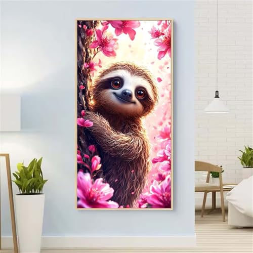 Faultier Diamond Painting Groß xxl 90x180 cm Diamond Painting Blume Diamond Painting Erwachsene, 5D Diamant Painting Bilder Kinder, Mosaikherstellung, für Home Wand Décor Aesthetic,Geschenke für Damen von Yeefion