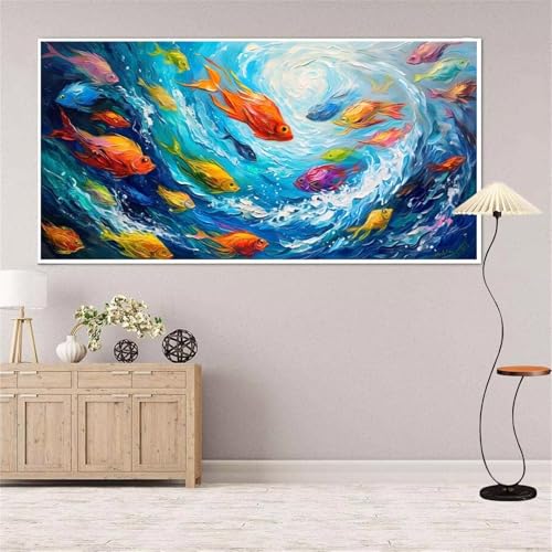 Fisch Diamond Painting Groß xxl 100x200 cm Diamond Painting Meer Diamond Painting Erwachsene, 5D Diamant Painting Bilder Kinder, Mosaikherstellung, für Home Wand Décor Aesthetic, Geschenke für Damen von Yeefion