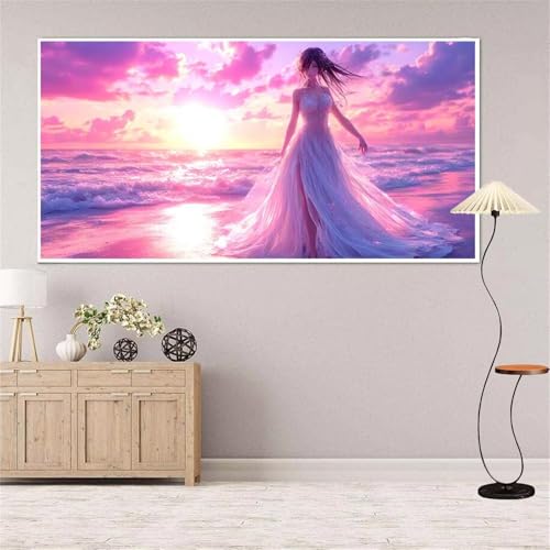 Frau Diamond Painting Groß xxl 35x70 cm Diamond Painting Strand Diamond Painting Erwachsene, 5D Diamant Painting Bilder Kinder, Mosaikherstellung, für Home Wand Décor Aesthetic, Geschenke für Damen von Yeefion