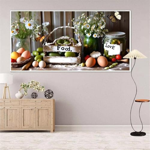 GäNseblüMchen Diamond Painting Groß xxl 35x70 cm Diamond Painting Essen Diamond Painting Erwachsene, 5D Diamant Painting Bilder Kinder, Mosaikherstellung, Home Wand Décor Aesthetic,Geschenke für Damen von Yeefion