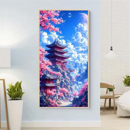 HäUser Diamond Painting Groß xxl 40x80 cm Diamond Painting Landschaft Diamond Painting Erwachsene, 5D Diamant Painting Bilder Kinder, Mosaikherstellung, Home Wand Décor Aesthetic, Geschenke für Damen von Yeefion