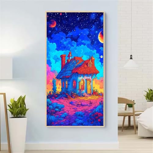 HäUser Diamond Painting Groß xxl 55x110 cm Diamond Painting Abstrakt Diamond Painting Erwachsene, 5D Diamant Painting Bilder Kinder, Mosaikherstellung, Home Wand Décor Aesthetic, Geschenke für Damen von Yeefion