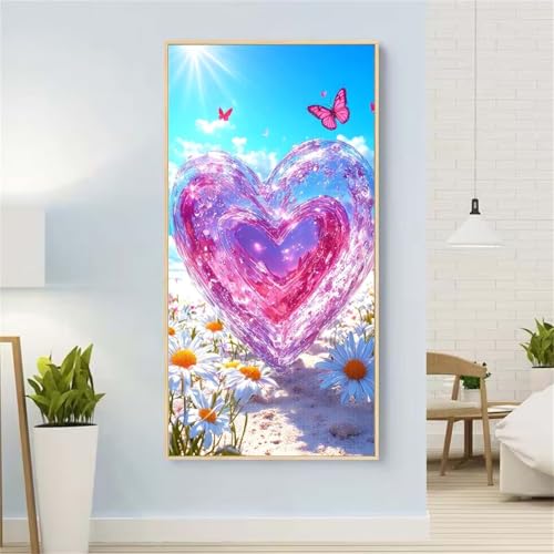 Herz Diamond Painting Groß xxl 60x120 cm Diamond Painting GäNseblüMchen Diamond Painting Erwachsene, 5D Diamant Painting Bilder Kinder, Mosaikherstellung, Home Wand Décor Aesthetic,Geschenke für Damen von Yeefion