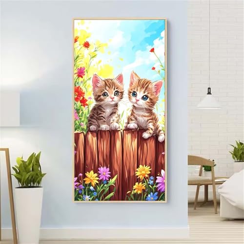 Katze Diamond Painting Groß xxl 100x200 cm Diamond Painting Chrysantheme Diamond Painting Erwachsene, 5D Diamant Painting Bilder Kinder, Mosaikherstellung, Geschenke für Home Wand Décor Aesthetic von Yeefion