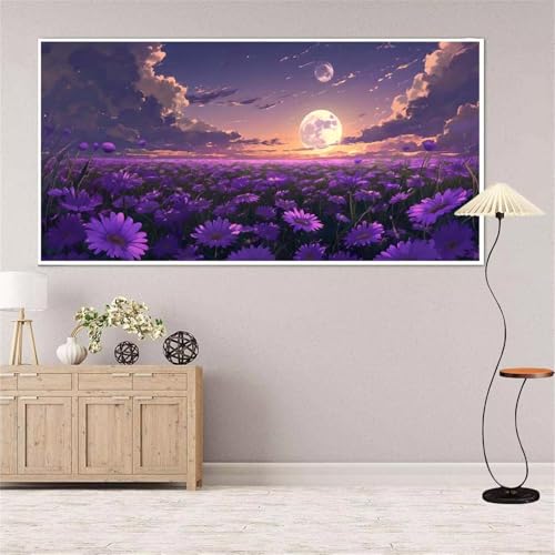 Landschaft Diamond Painting Groß xxl 100x200 cm Diamond Painting Mond Diamond Painting Erwachsene, 5D Diamant Painting Bilder Kinder, Mosaikherstellung, Home Wand Décor Aesthetic, Geschenke für Damen von Yeefion