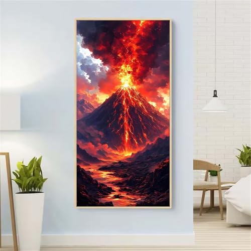 Landschaft Diamond Painting Groß xxl 100x200 cm Diamond Painting Vulkan Diamond Painting Erwachsene, 5D Diamant Painting Bilder Kinder, Mosaikherstellung, Home Wand Décor Aesthetic,Geschenke für Damen von Yeefion