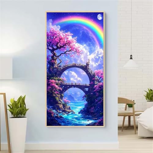 Landschaft Diamond Painting Groß xxl 55x110 cm Diamond Painting Regenbogen Diamond Painting Erwachsene, 5D Diamant Painting Bilder Kinder, Mosaikherstellung, Geschenke für Home Wand Décor Aesthetic von Yeefion