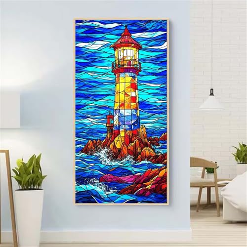 Leuchtturm Diamond Painting Groß xxl 100x200 cm Diamond Painting Abstrakt Diamond Painting Erwachsene, 5D Diamant Painting Bilder Kinder, Mosaikherstellung, Geschenke für Home Wand Décor Aesthetic von Yeefion