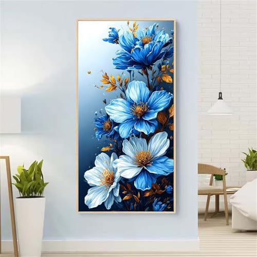 Lilie Diamond Painting Groß xxl 100x200 cm Diamond Painting Blau Diamond Painting Erwachsene, 5D Diamant Painting Bilder Kinder, Mosaikherstellung, für Home Wand Décor Aesthetic, Geschenke für Damen von Yeefion