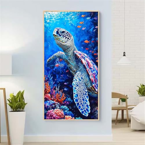 MeeresschildkröTen Diamond Painting Groß xxl 55x110 cm Diamond Painting Blume Diamond Painting Erwachsene, 5D Diamant Painting Bilder Kinder, Mosaikherstellung, Geschenke für Home Wand Décor Aesthetic von Yeefion