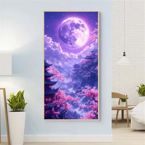 Mond Diamond Painting Groß xxl 40x80 cm Diamond Painting Pavillon Diamond Painting Erwachsene, 5D Diamant Painting Bilder Kinder, Mosaikherstellung, für Home Wand Décor Aesthetic, Geschenke für Damen von Yeefion