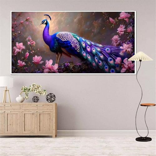 Pfau Diamond Painting Groß xxl 35x70 cm Diamond Painting Lila Diamond Painting Erwachsene, 5D Diamant Painting Bilder Kinder, Mosaikherstellung, für Home Wand Décor Aesthetic, Geschenke für Damen von Yeefion